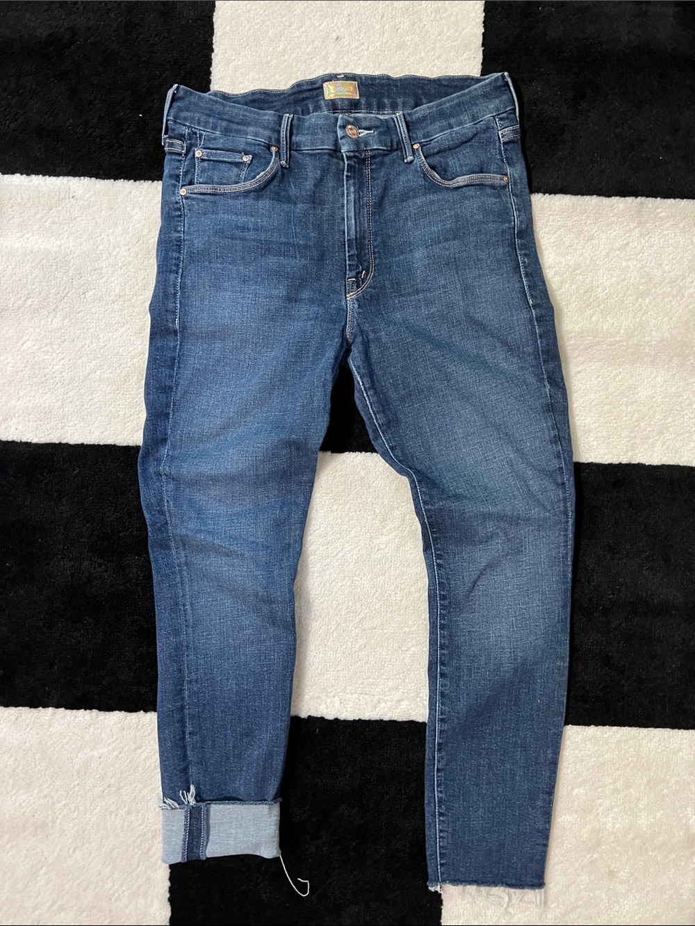 MOTHER Women's Skinny Jeans in Dark Blue Denim